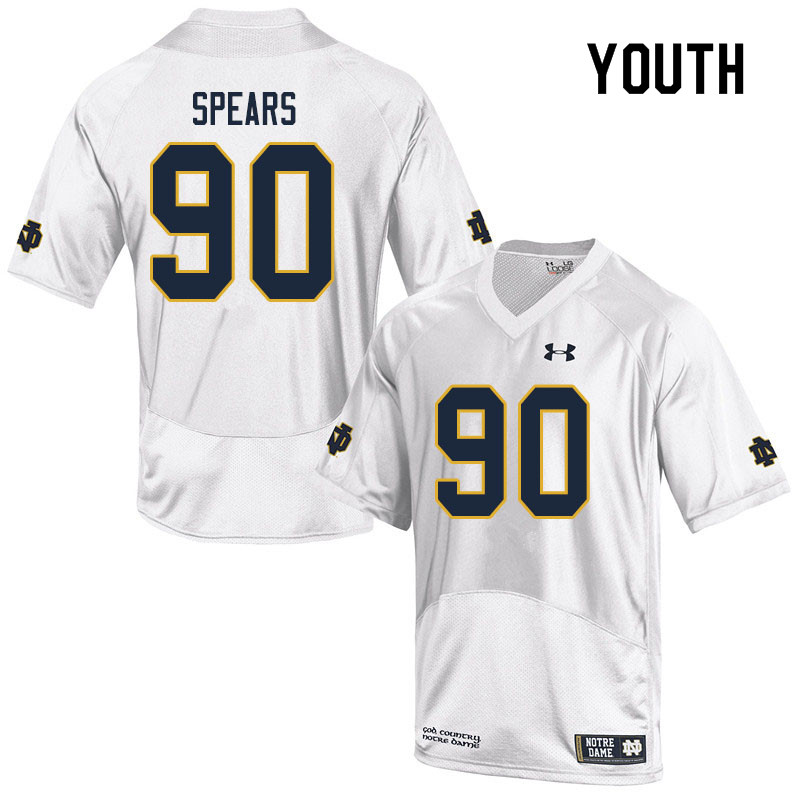 Youth #90 Hunter Spears Notre Dame Fighting Irish College Football Jerseys Sale-White - Click Image to Close